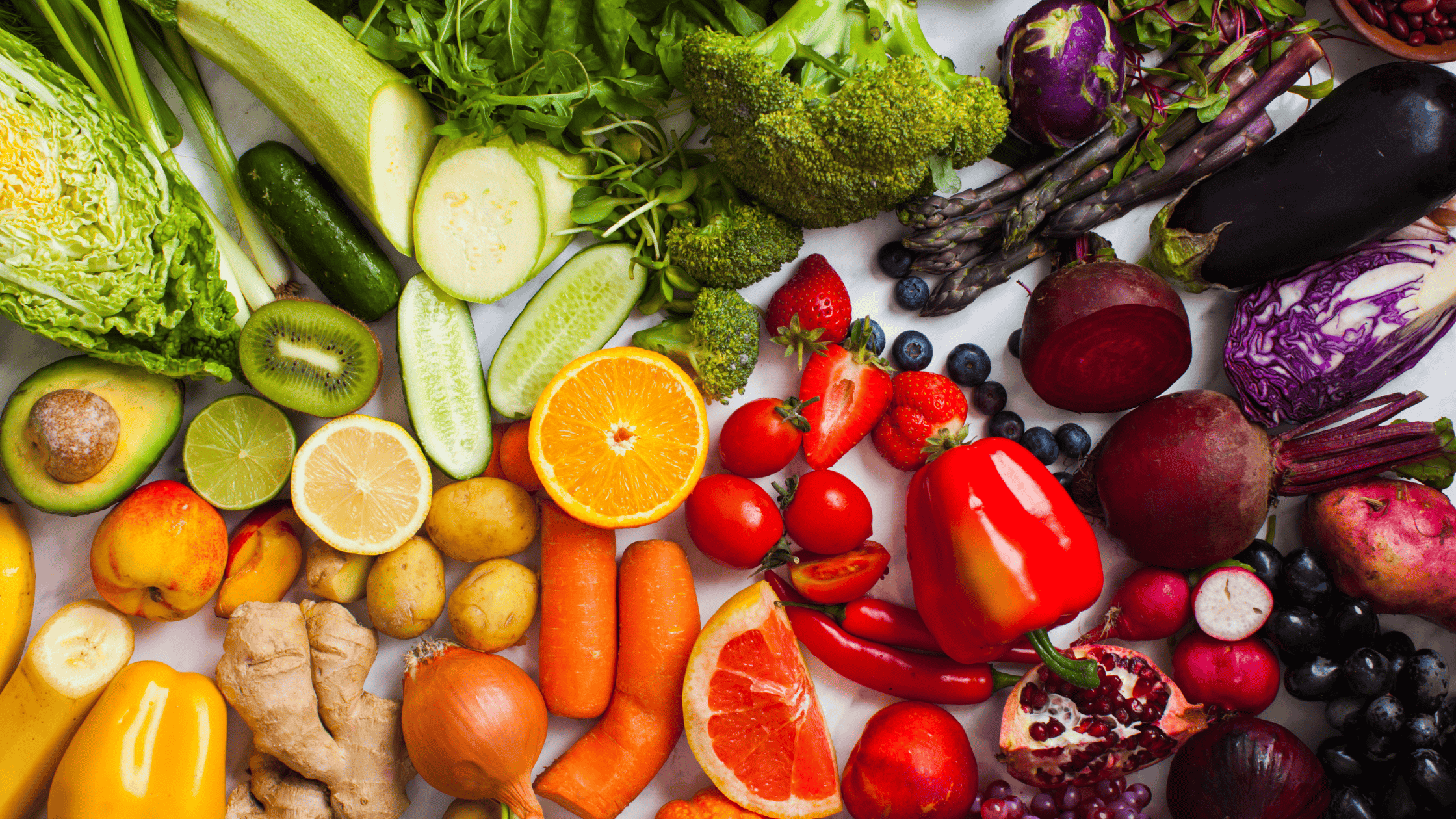 A colorful assortment of fruits and vegetables.