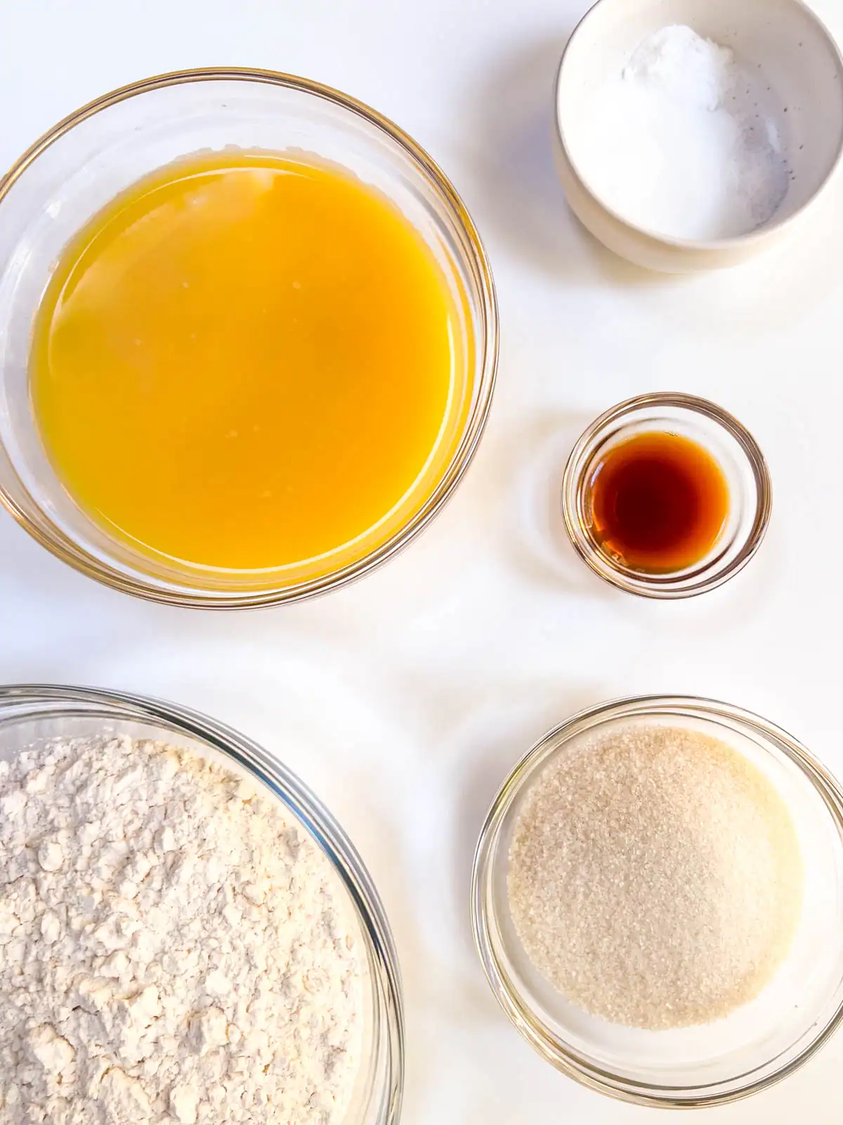 Ingredients for vegan orange vanilla muffins.