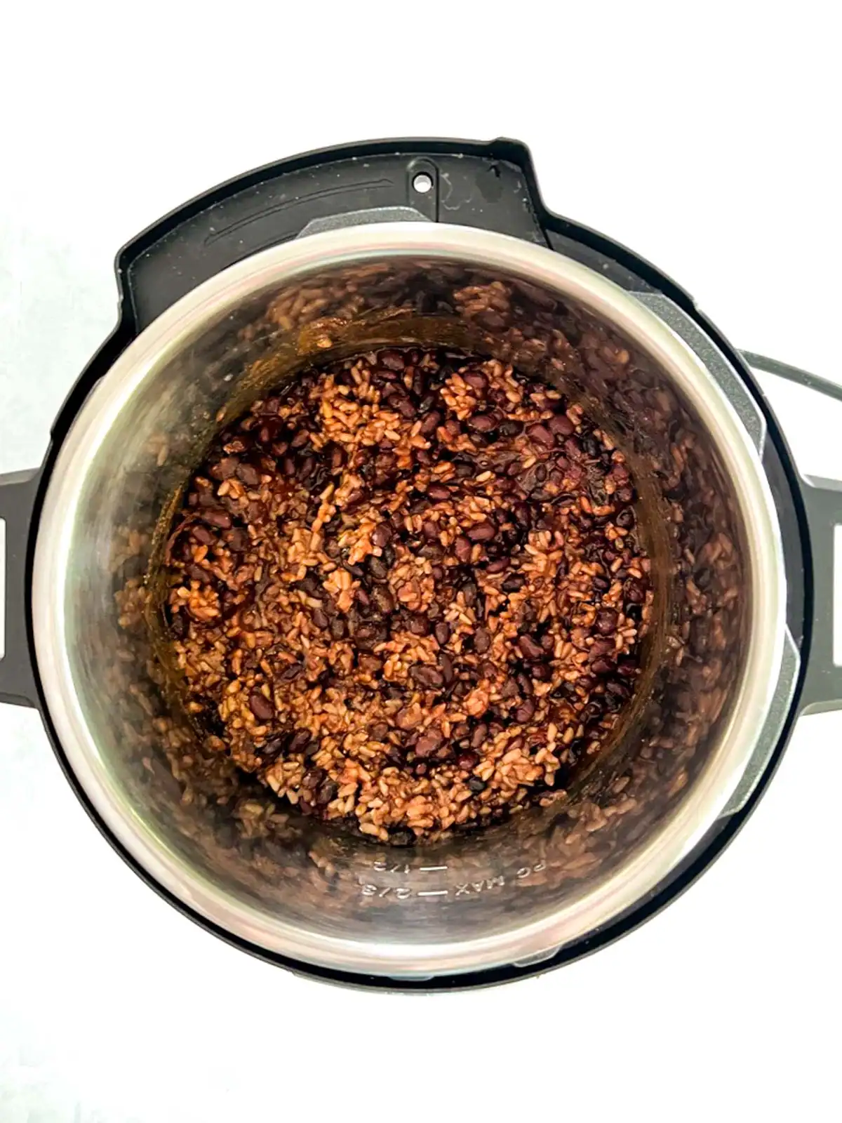 Vegan black beans and rice in an Instant Pot.