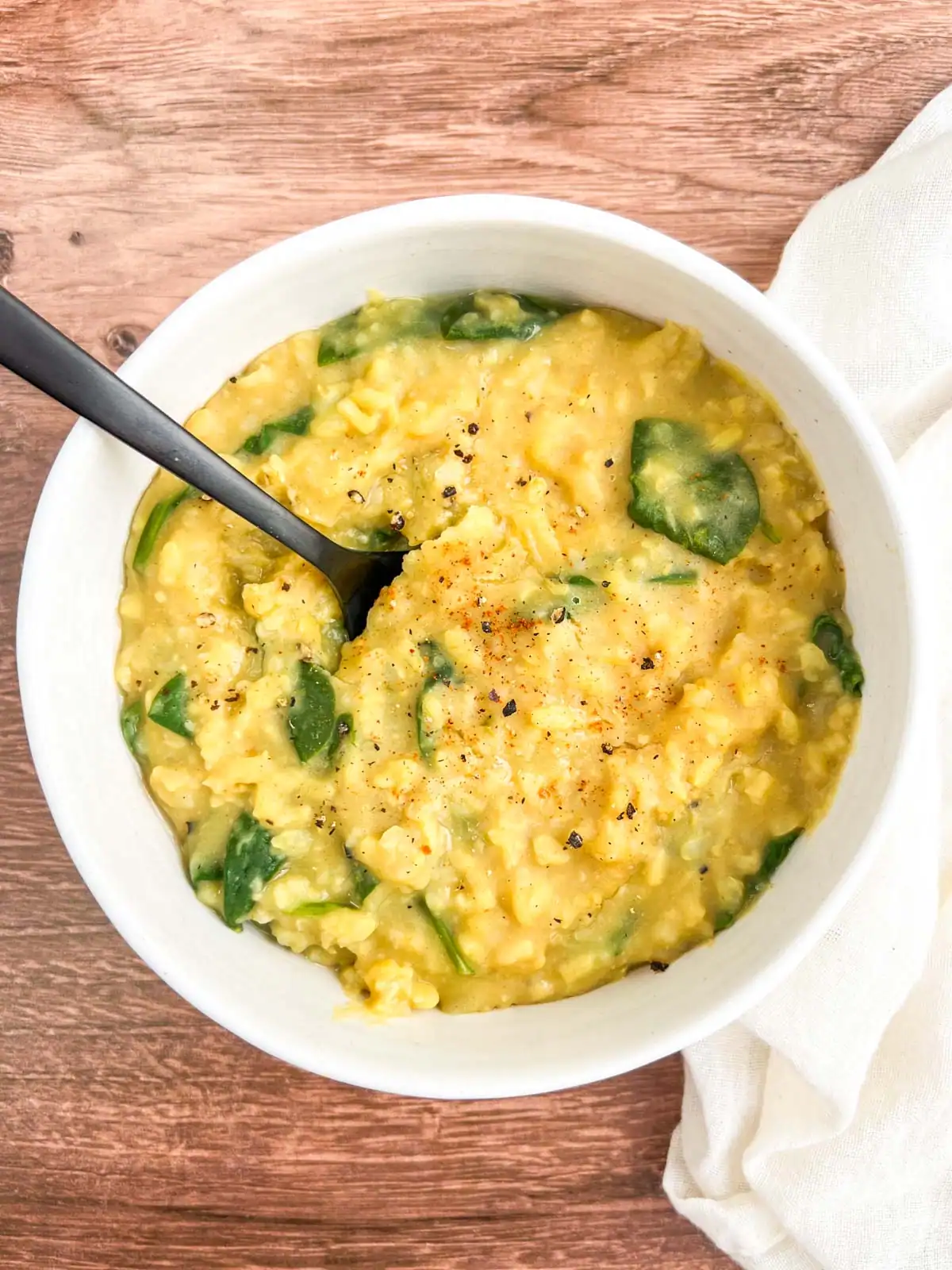 Easy vegan Instant Pot kitchari in a bowl.