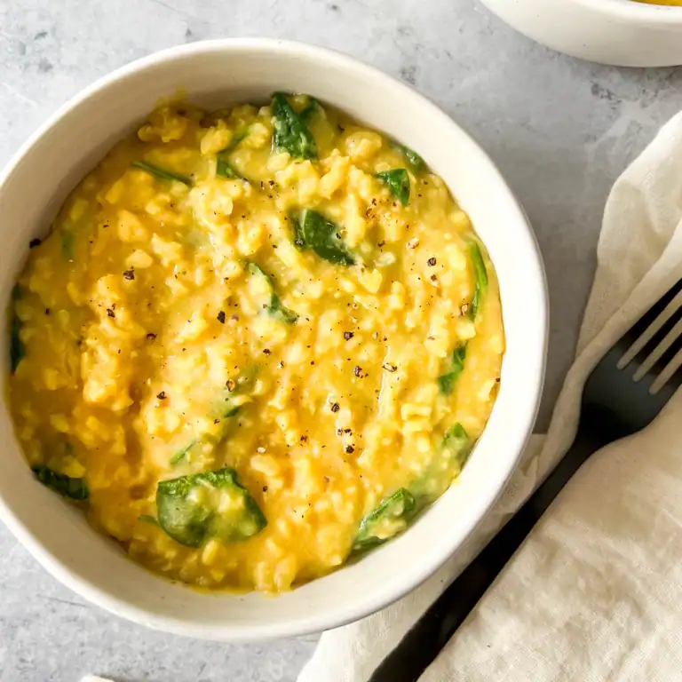 Easy vegan Instant Pot kitchari in a bowl.