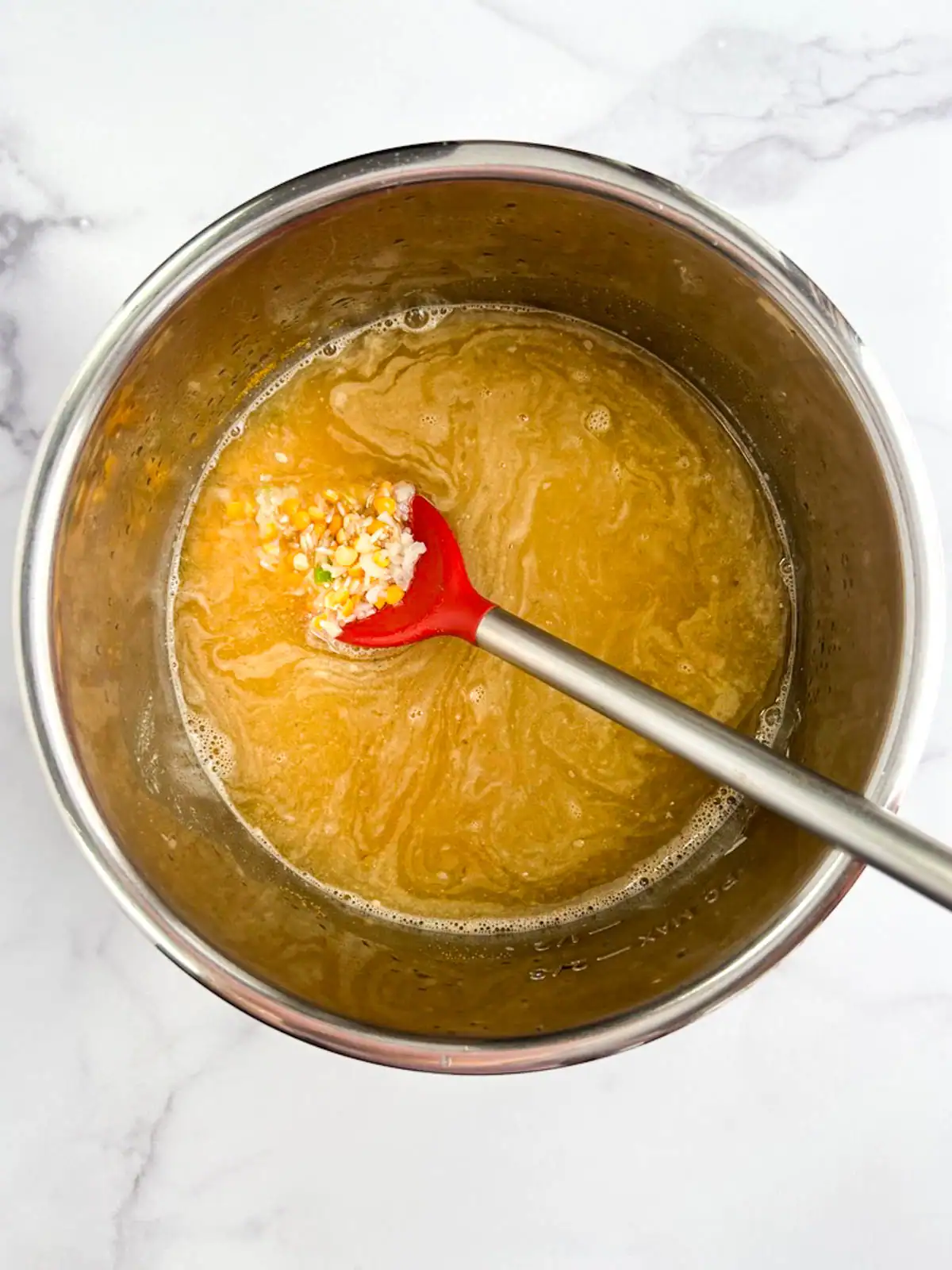 Ingredients for vegan kitchari in an Instant Pot.