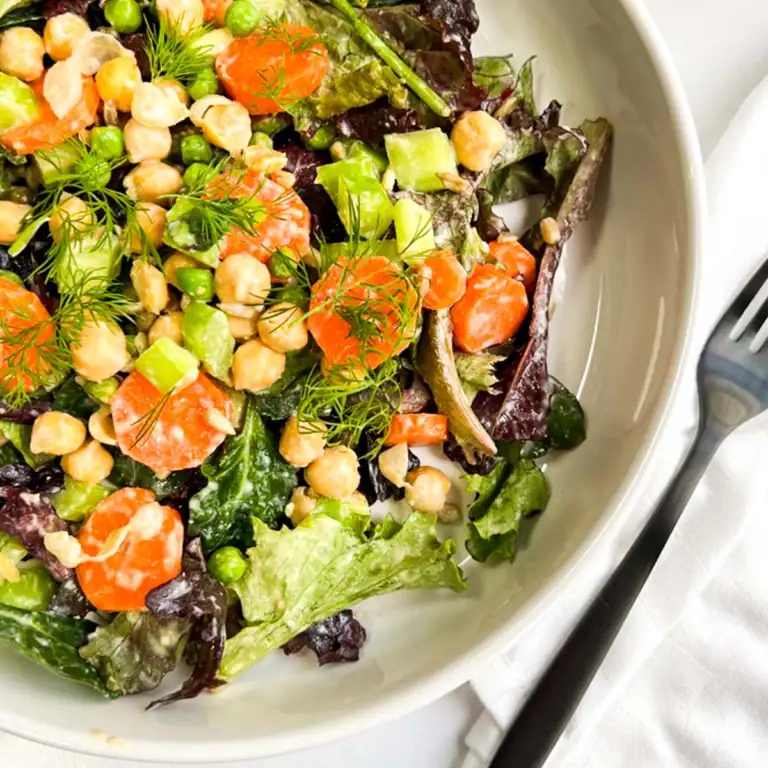 Chickpea Veggie Salad with Vegan Caesar Dressing