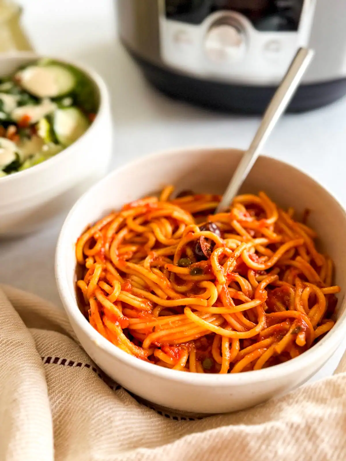 Instant Pot spaghetti in a bowl.