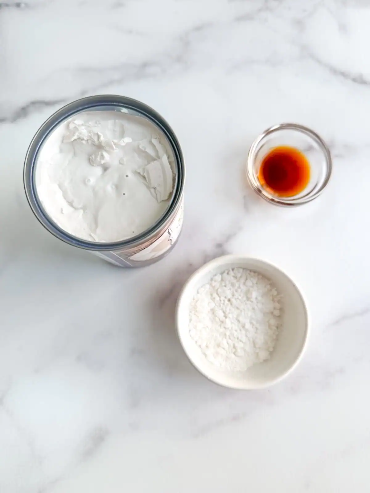 Vegan coconut whipped cream ingredients.